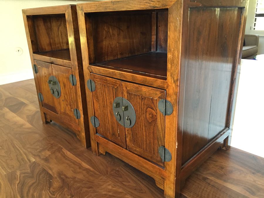 Pair Of Stunning Asian End Tables With Brass Hardware [Photo 6]