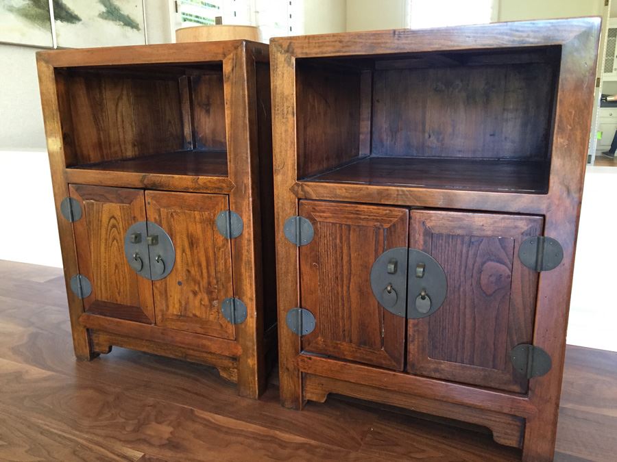 Pair Of Stunning Asian End Tables With Brass Hardware [Photo 5]
