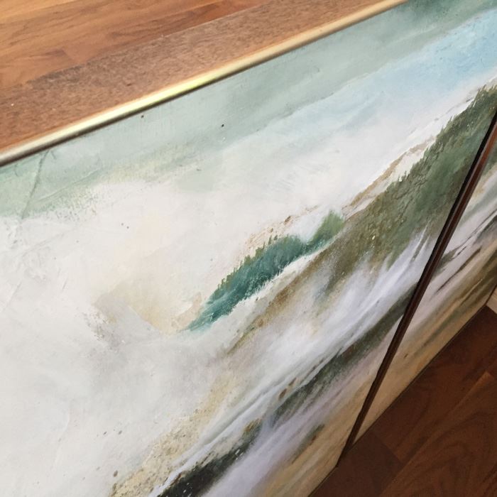 Large Three Panel Original Mid-Century Abstract Oil Painting Artist Signed [Photo 10]