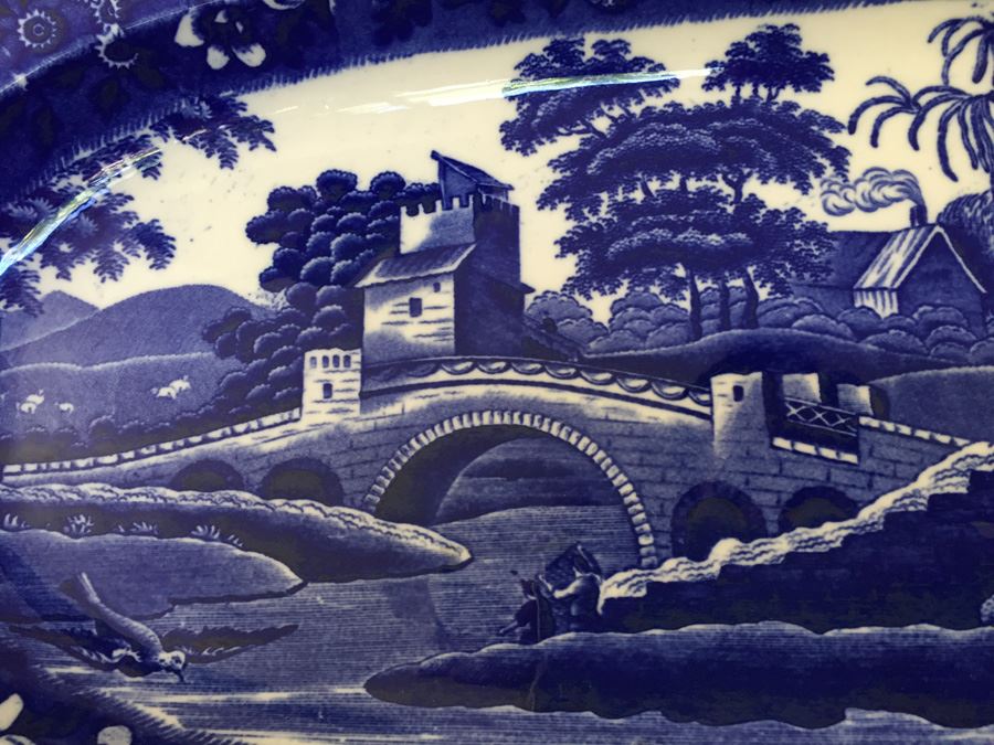 Impressive Spode's Tower Copeland England Large Serving Platter Flo Flow Blue [Photo 2]
