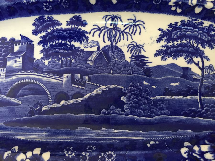 Impressive Spode's Tower Copeland England Large Serving Platter Flo Flow Blue [Photo 5]