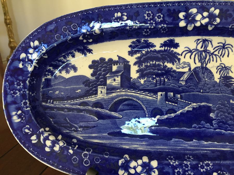 Impressive Spode's Tower Copeland England Large Serving Platter Flo Flow Blue [Photo 4]