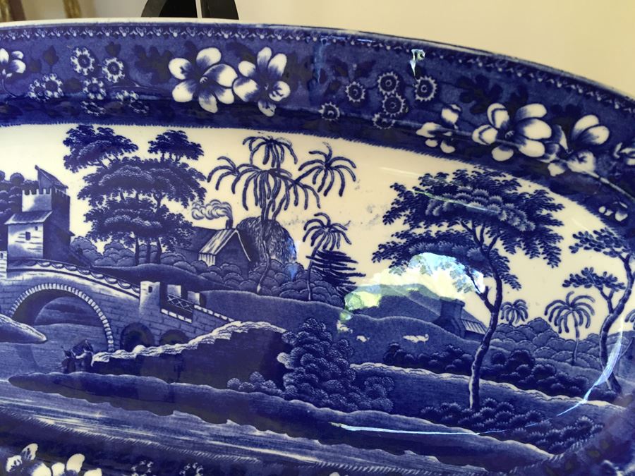 Impressive Spode's Tower Copeland England Large Serving Platter Flo Flow Blue [Photo 7]