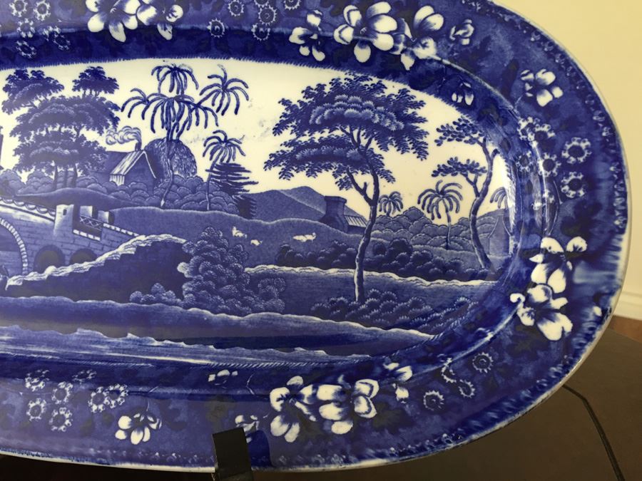 Impressive Spode's Tower Copeland England Large Serving Platter Flo Flow Blue [Photo 6]