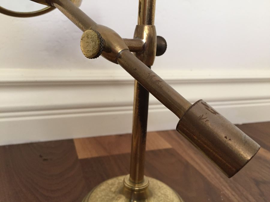 Vintage Brass Stand With Adjustable Magnifying Glass Signed [Photo 8]