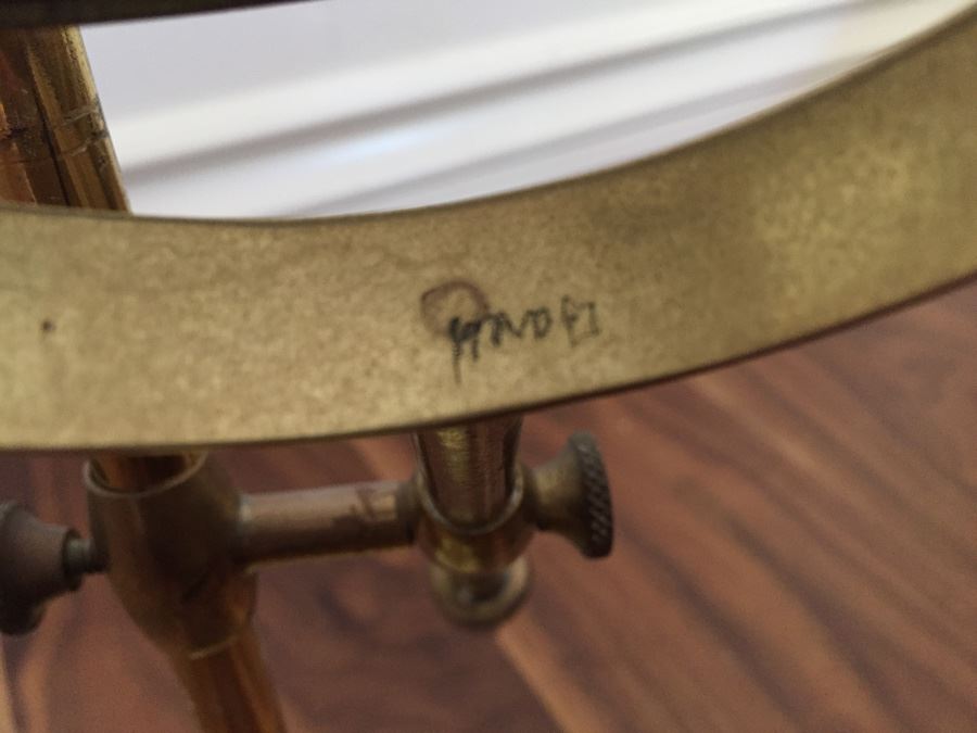 Vintage Brass Stand With Adjustable Magnifying Glass Signed [Photo 12]