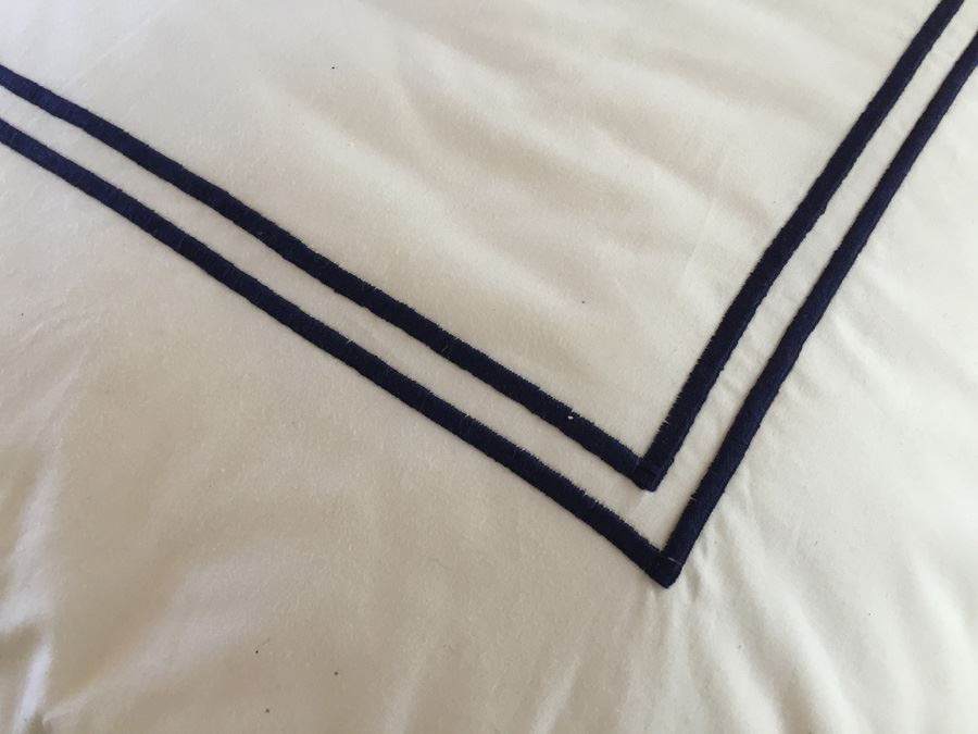 Restoration Hardware White And Black Queen Size Comforter, Two Pillow