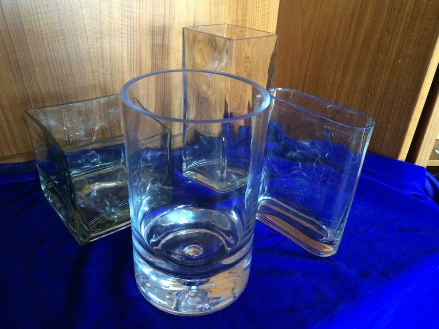 (4) Clear Vase Lot