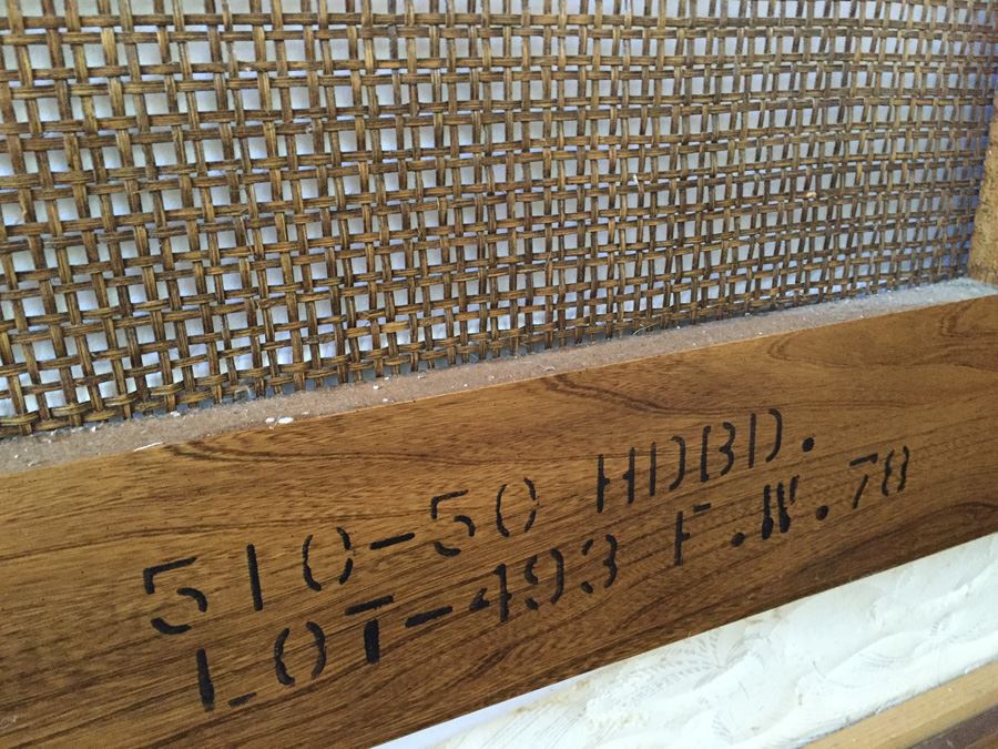 Queen Size Burlwood And Cane Headboard With Brass Campaign Style Hardware [Photo 5]