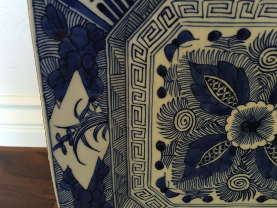 Stunning Blue And White Signed Pottery Bowl [Photo 9]