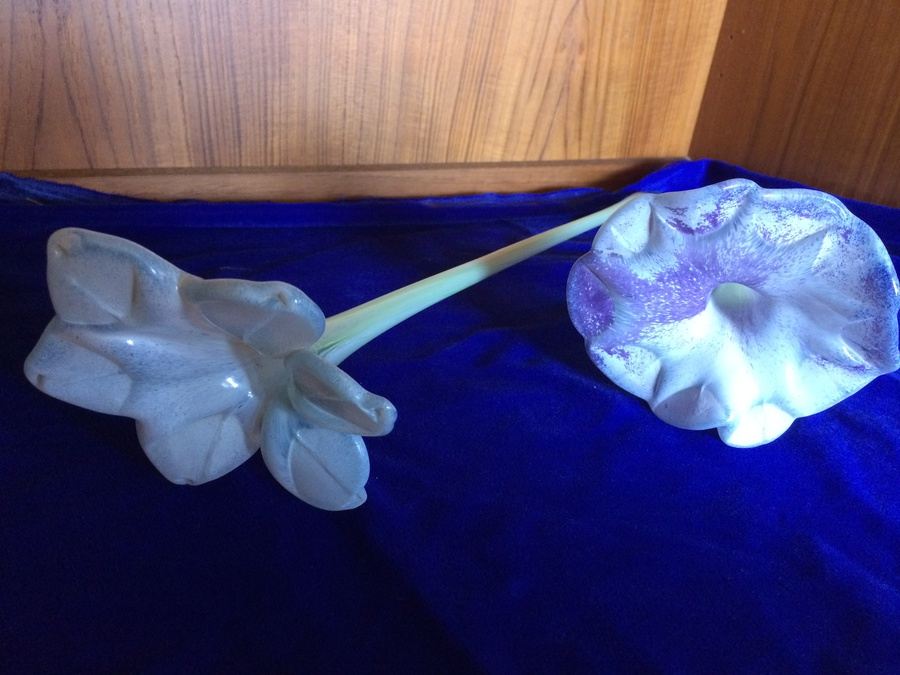 Signed Blown Glass Flower Vases