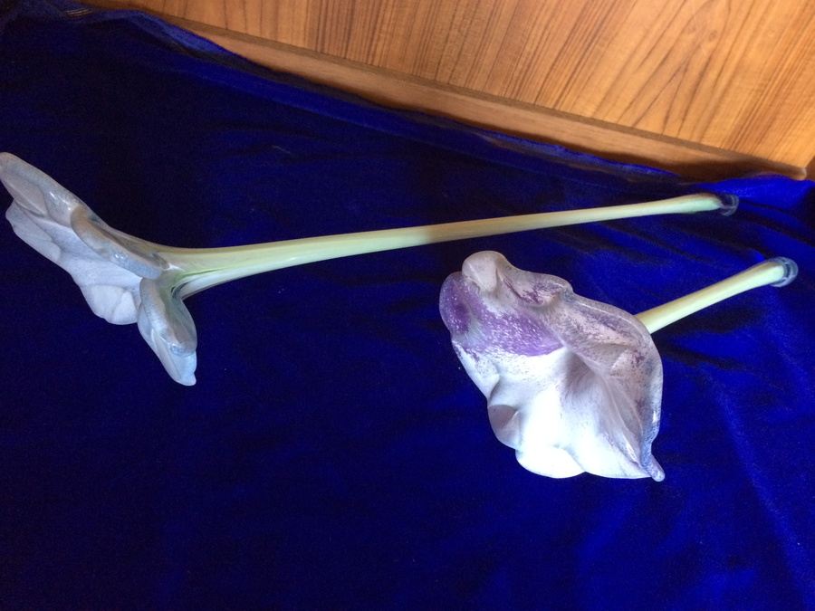 Signed Blown Glass Flower Vases [Photo 2]