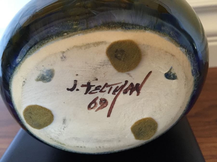 Vintage 1969 J. Feltman Art Pottery Crystalline With Stand [Photo 3]