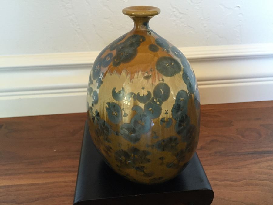 Vintage 1969 J. Feltman Art Pottery Crystalline With Stand [Photo 11]