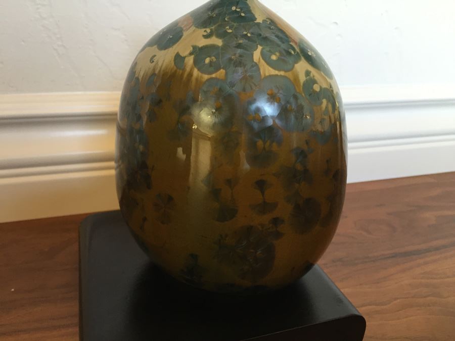 Vintage 1969 J. Feltman Art Pottery Crystalline With Stand [Photo 8]