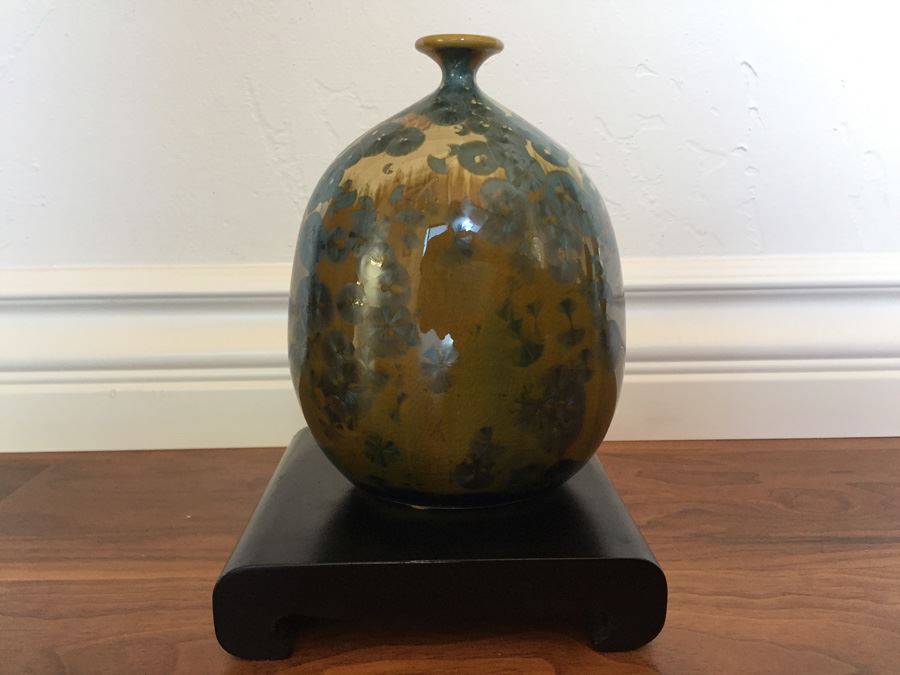 Vintage 1969 J. Feltman Art Pottery Crystalline With Stand [Photo 4]