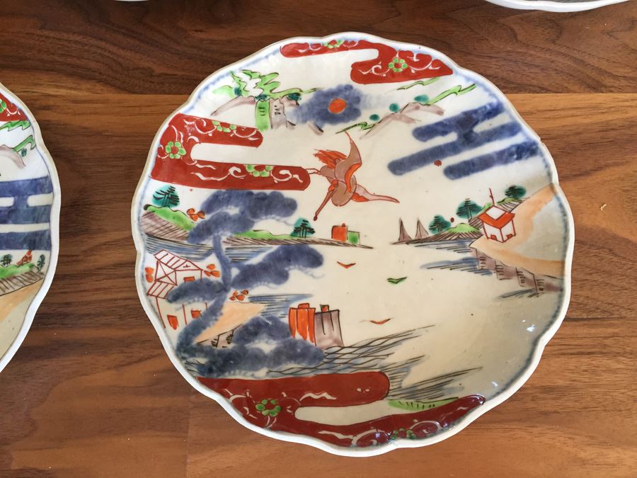 Set Of Five Vintage Asian Plates [Photo 11]