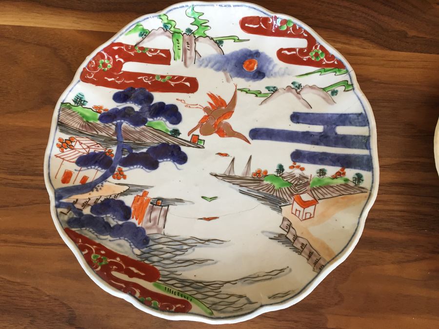 Set Of Five Vintage Asian Plates [Photo 13]