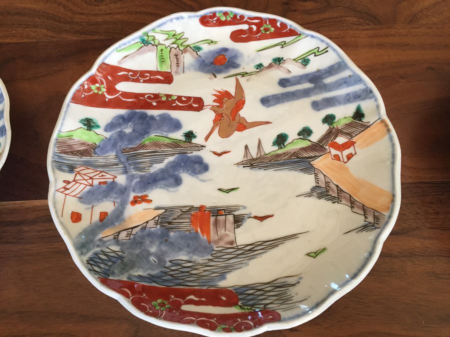 Set Of Five Vintage Asian Plates [Photo 15]
