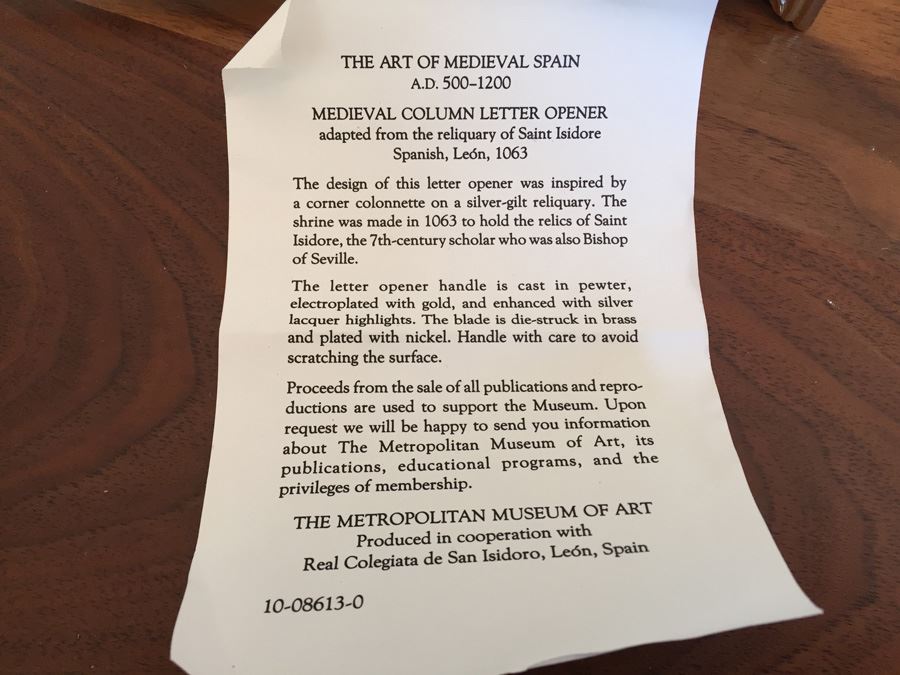 Adaption Of A Medieval Spanish Column Letter Opener From The MET [Photo 4]