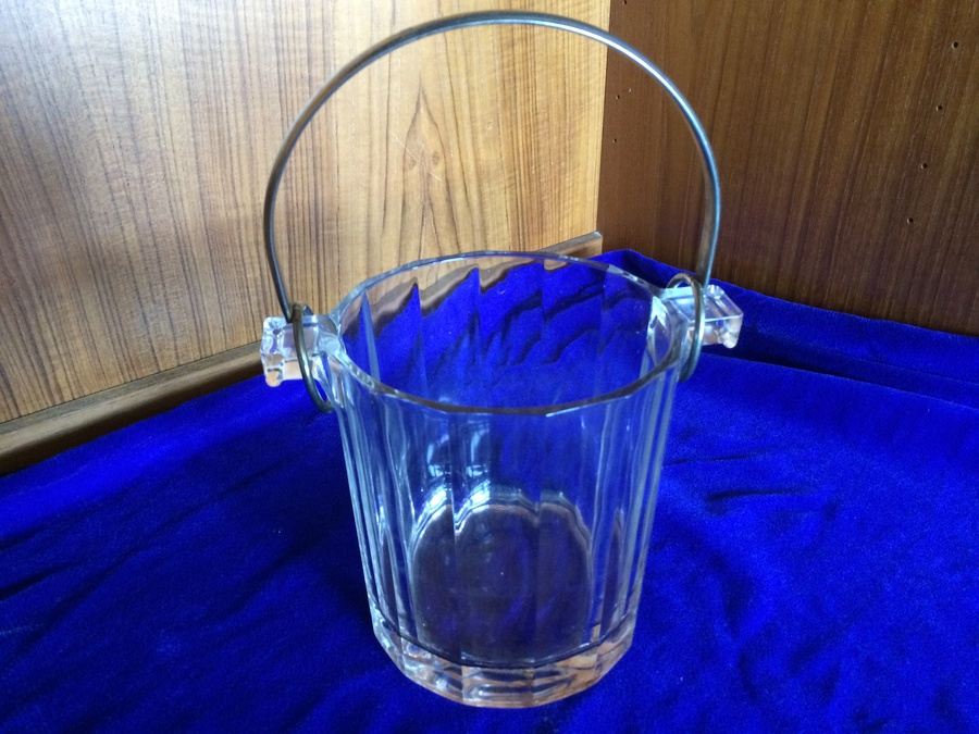 Italian Glass Ice Bucket with Metal Handle