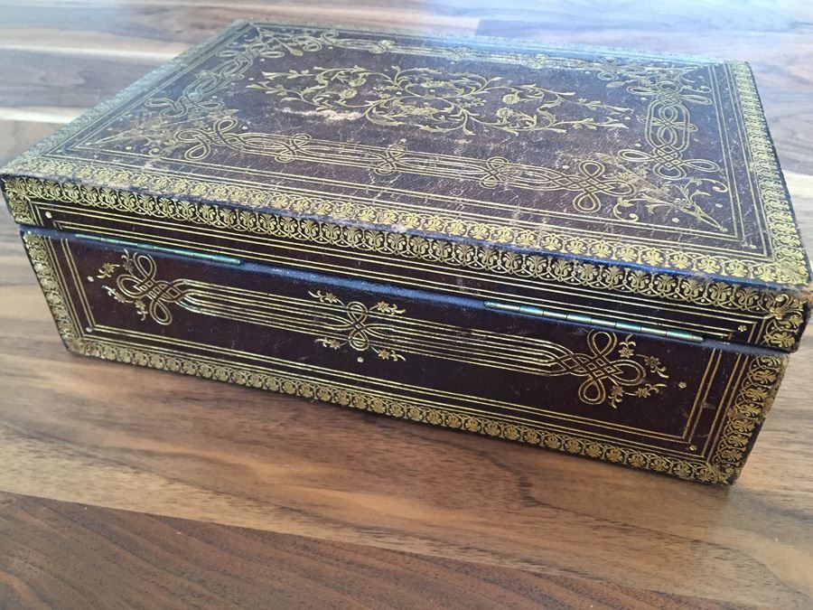 Vintage 10 Inch Leather Bound Box