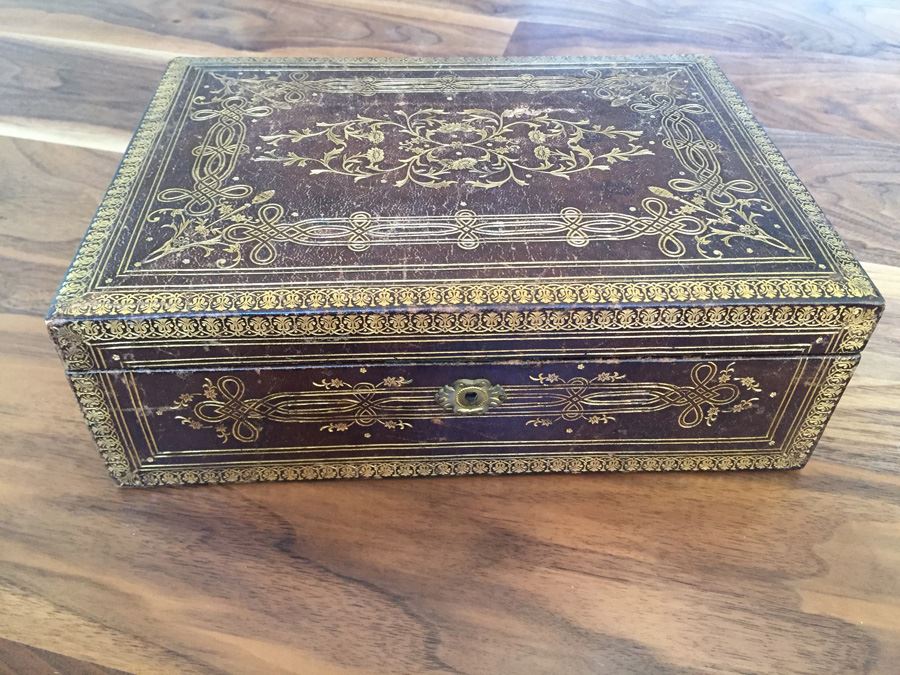 Vintage 10 Inch Leather Bound Box