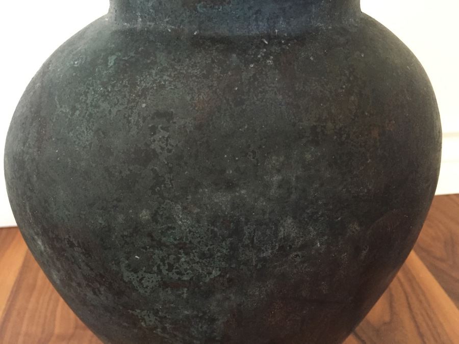 Impressive Bronze Asian HEAVY Vase Jar With Foo Dog On Lid Beautiful Patina [Photo 30]