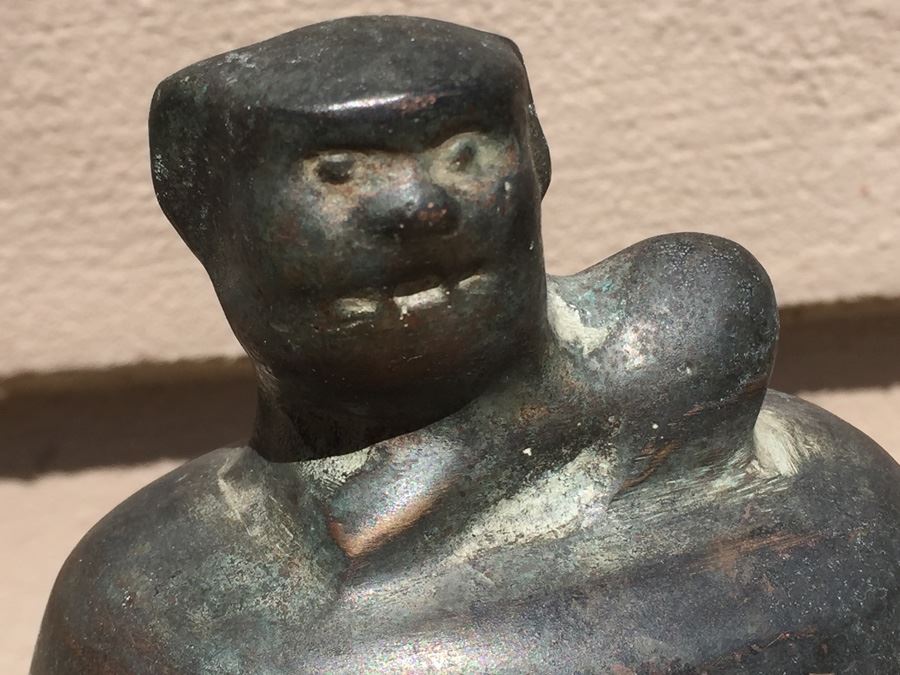 Impressive Bronze Asian HEAVY Vase Jar With Foo Dog On Lid Beautiful Patina [Photo 2]