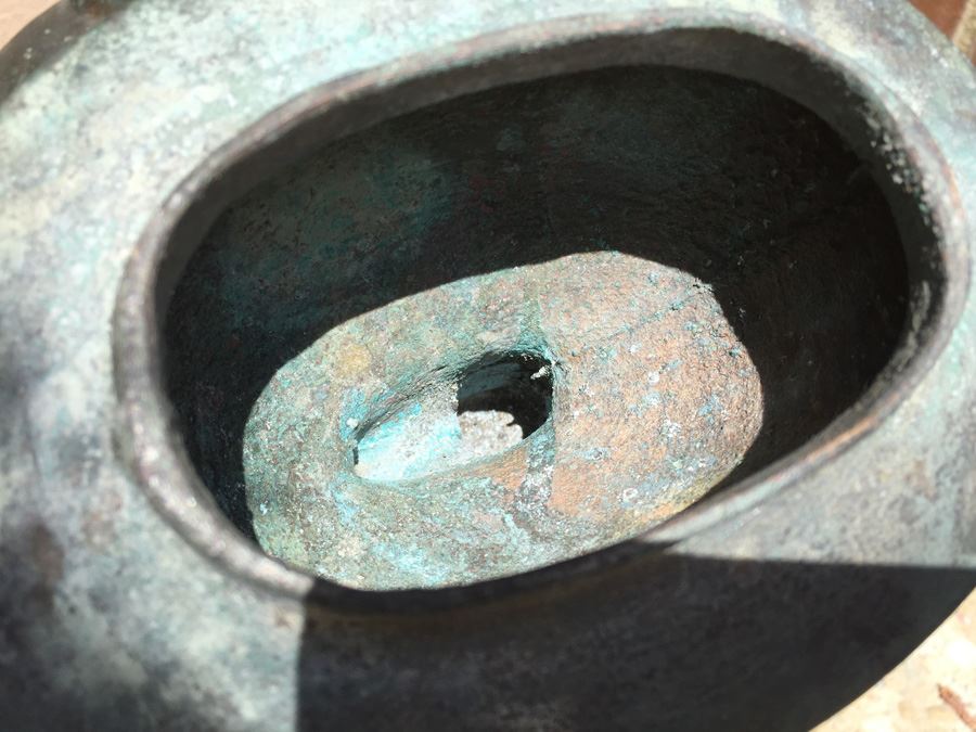 Impressive Bronze Asian HEAVY Vase Jar With Foo Dog On Lid Beautiful Patina [Photo 25]