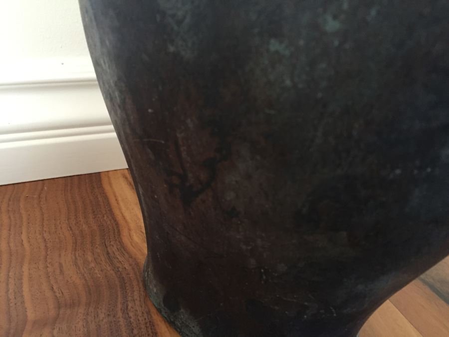 Impressive Bronze Asian HEAVY Vase Jar With Foo Dog On Lid Beautiful Patina [Photo 36]
