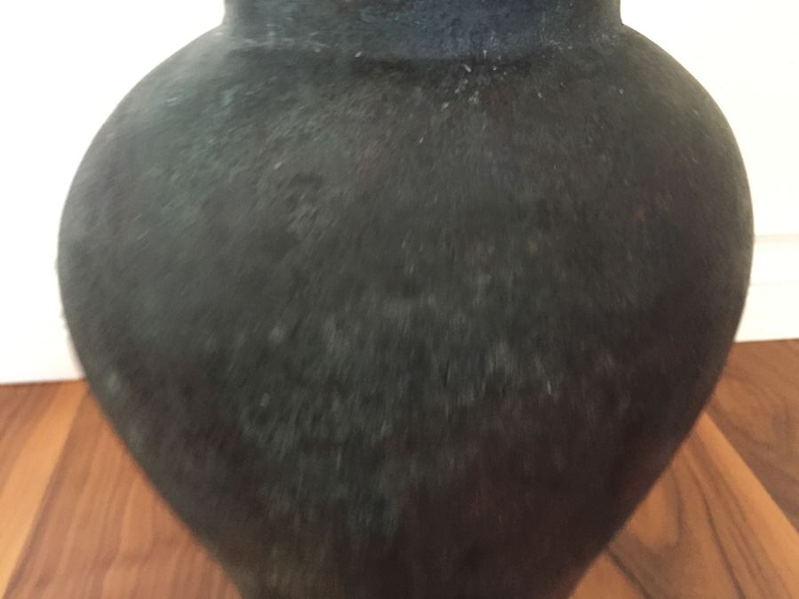 Impressive Bronze Asian HEAVY Vase Jar With Foo Dog On Lid Beautiful Patina [Photo 31]