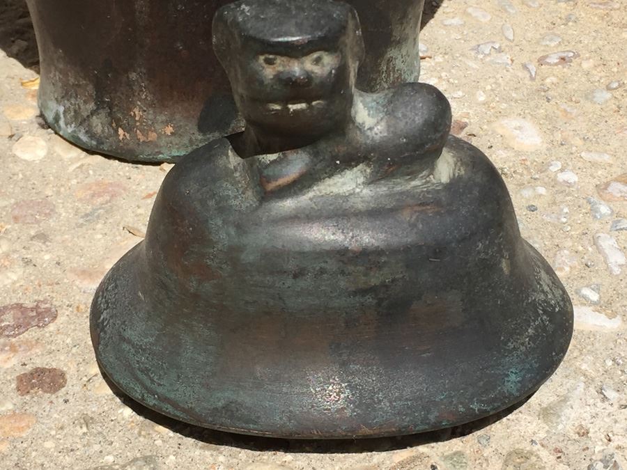 Impressive Bronze Asian HEAVY Vase Jar With Foo Dog On Lid Beautiful Patina [Photo 12]