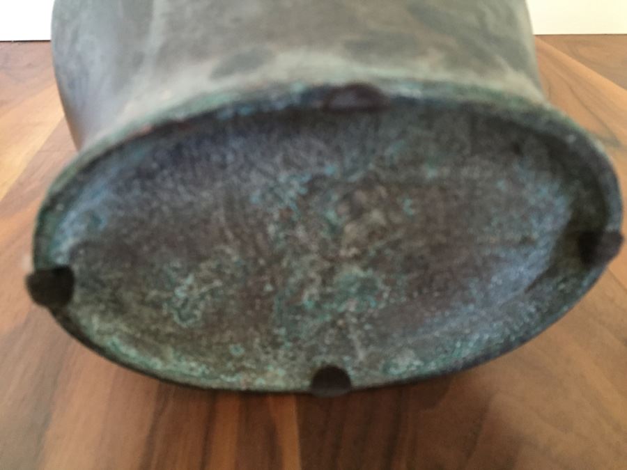 Impressive Bronze Asian HEAVY Vase Jar With Foo Dog On Lid Beautiful Patina [Photo 38]