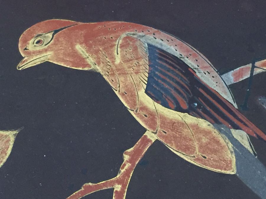 Vintage Lacquer Asian Box With Inlaid Bird And Flowers [Photo 9]