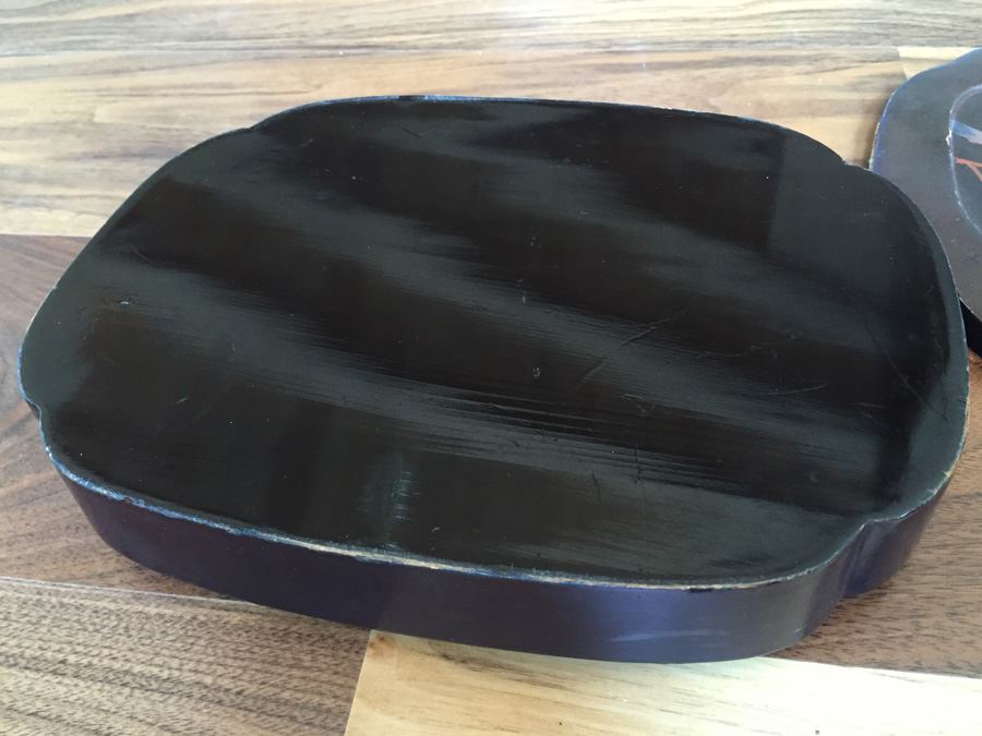 Vintage Lacquer Asian Box With Inlaid Bird And Flowers [Photo 13]