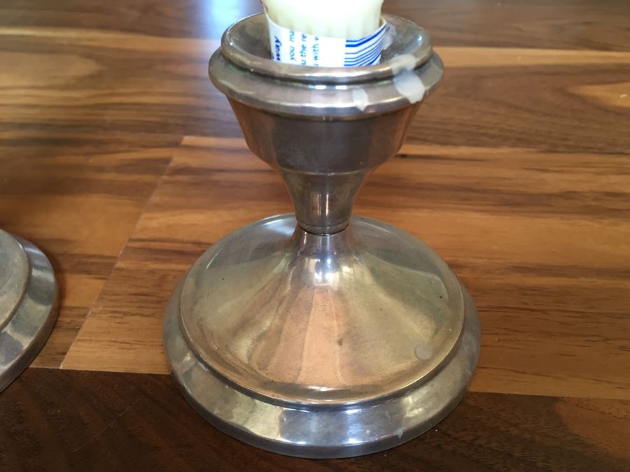 Pair Of Weighted Sterling Silver Candle Holders [Photo 5]