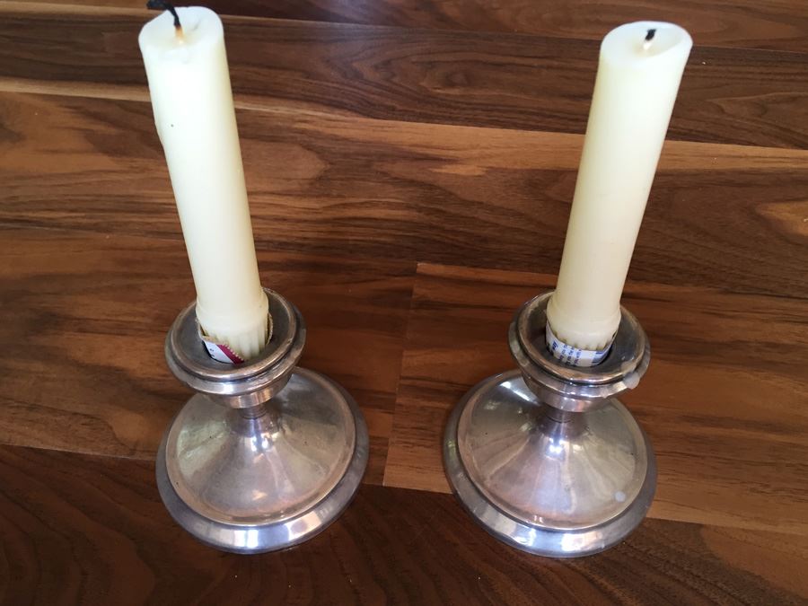 Pair Of Weighted Sterling Silver Candle Holders [Photo 1]