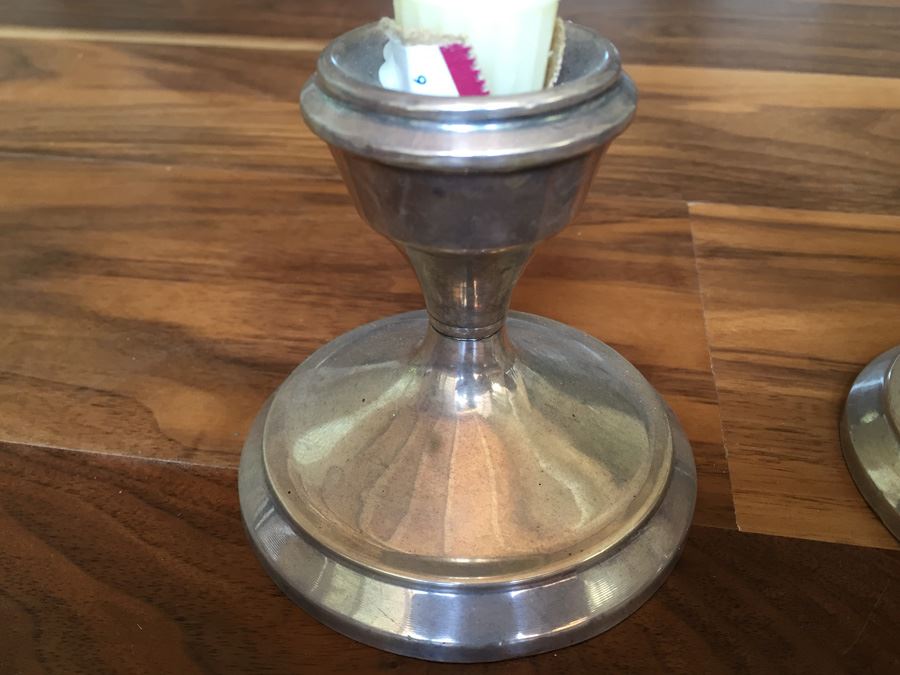 Pair Of Weighted Sterling Silver Candle Holders [Photo 2]