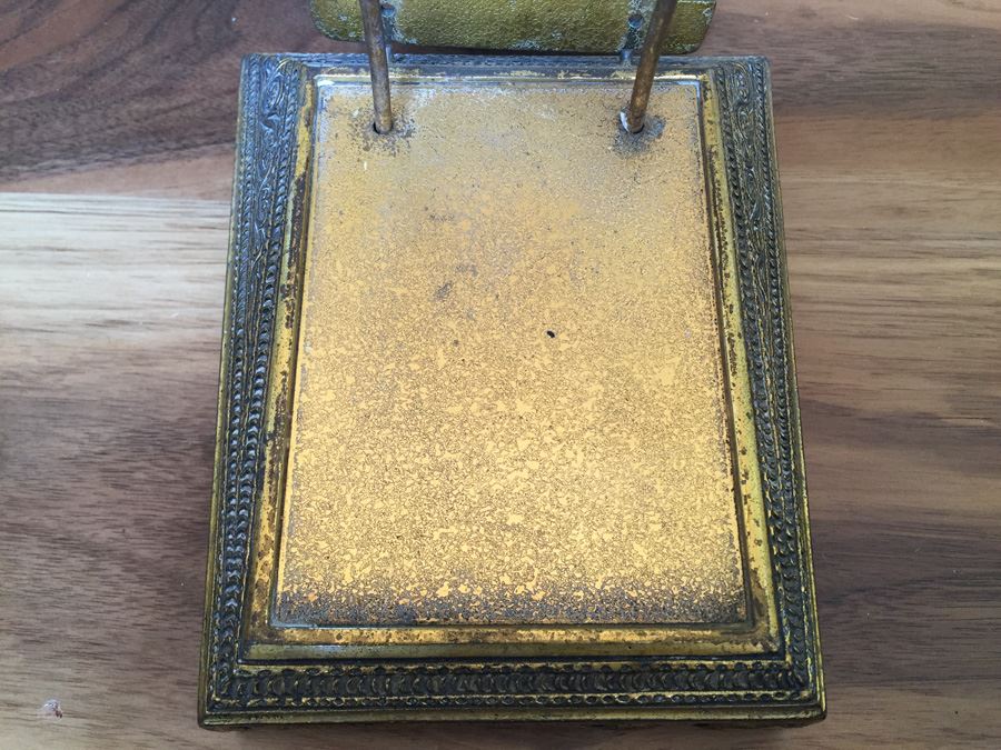 Antique Extremely Rare Tiffany Studios New York Gilt-Bronze Venetian Ermine Mink Pattern Desk Calendar Holder Flip Calendar Circa 1900 #1662 [Photo 21]
