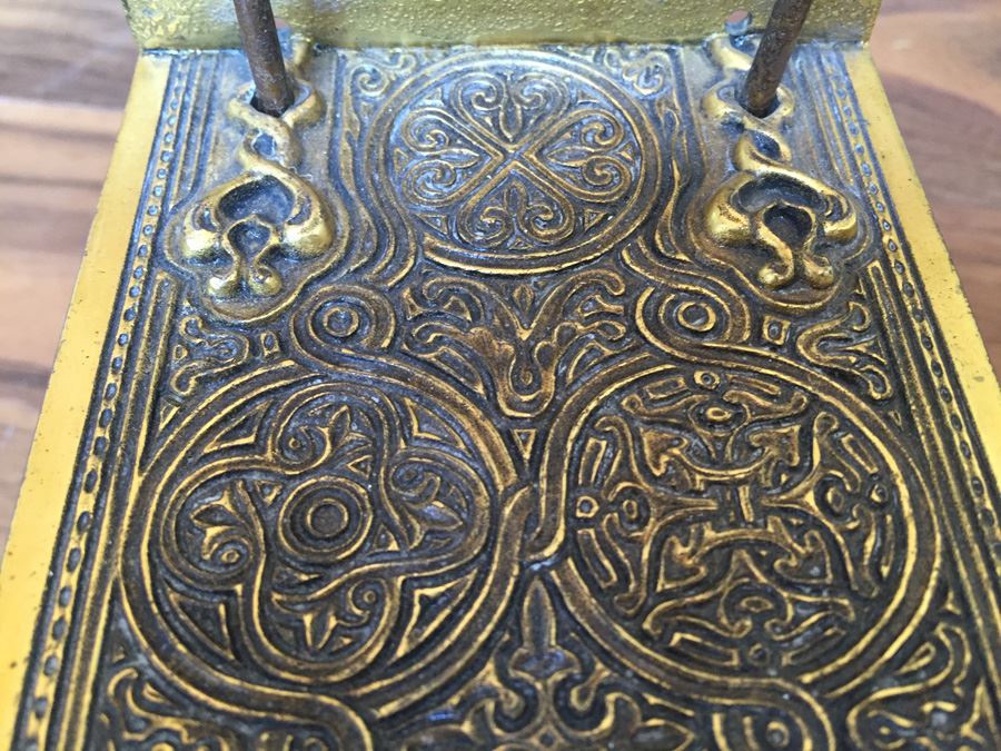 Antique Extremely Rare Tiffany Studios New York Gilt-Bronze Venetian Ermine Mink Pattern Desk Calendar Holder Flip Calendar Circa 1900 #1662 [Photo 5]