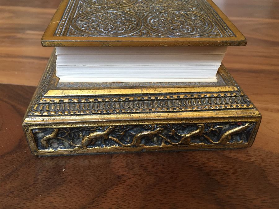 Antique Extremely Rare Tiffany Studios New York Gilt-Bronze Venetian Ermine Mink Pattern Desk Calendar Holder Flip Calendar Circa 1900 #1662 [Photo 7]