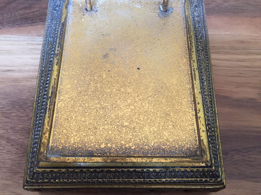 Antique Extremely Rare Tiffany Studios New York Gilt-Bronze Venetian Ermine Mink Pattern Desk Calendar Holder Flip Calendar Circa 1900 #1662 [Photo 23]