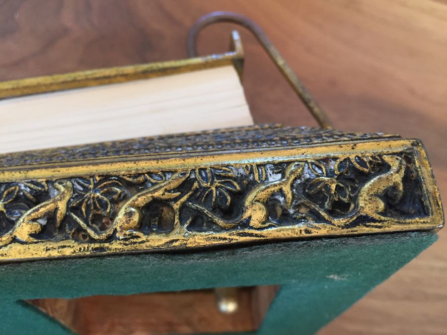 Antique Extremely Rare Tiffany Studios New York Gilt-Bronze Venetian Ermine Mink Pattern Desk Calendar Holder Flip Calendar Circa 1900 #1662 [Photo 18]