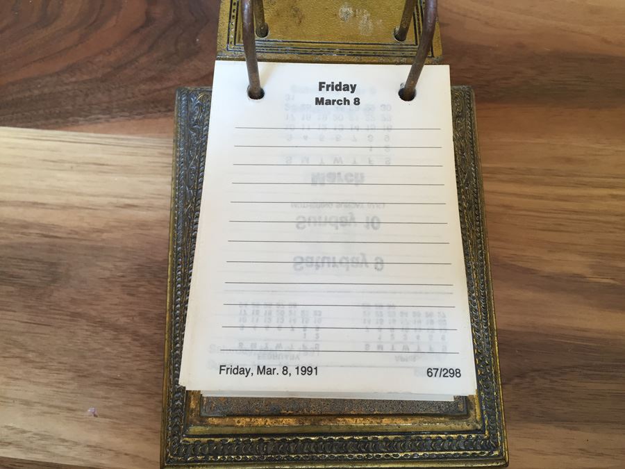Antique Extremely Rare Tiffany Studios New York Gilt-Bronze Venetian Ermine Mink Pattern Desk Calendar Holder Flip Calendar Circa 1900 #1662 [Photo 20]