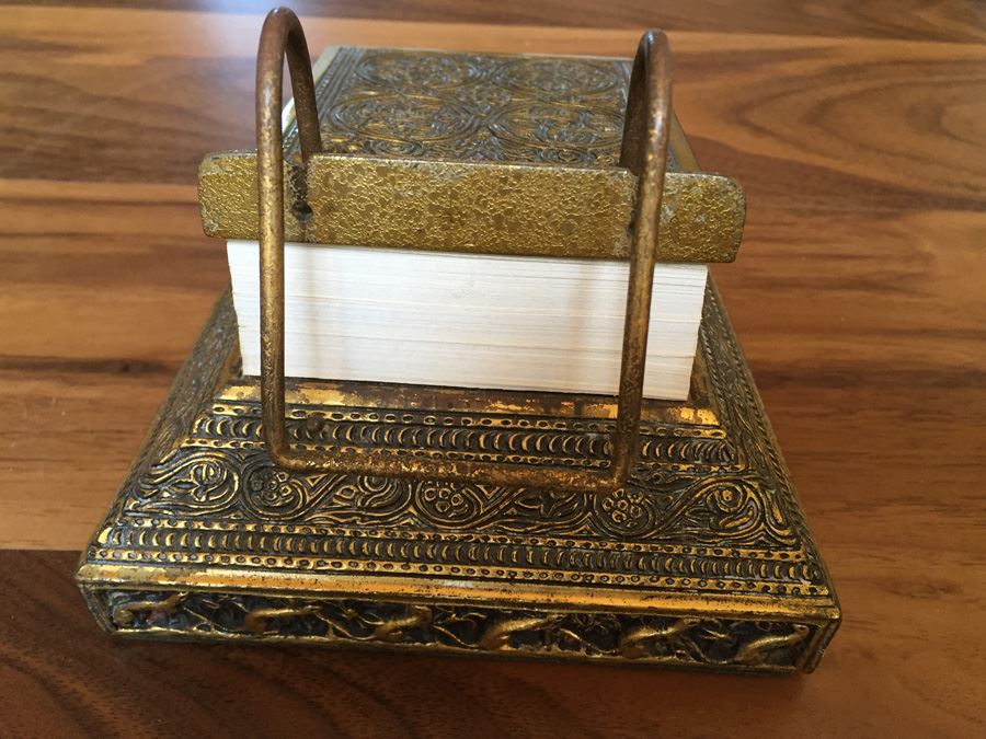 Antique Extremely Rare Tiffany Studios New York Gilt-Bronze Venetian Ermine Mink Pattern Desk Calendar Holder Flip Calendar Circa 1900 #1662 [Photo 10]