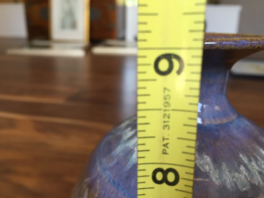 9 Inch Blue Glazed Pottery Vase [Photo 8]