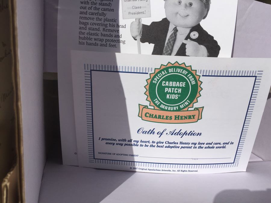 Danbury Mint Charles Henry Cabbage Patch Porcelain Collector Doll New In Box 1997 [Photo 6]