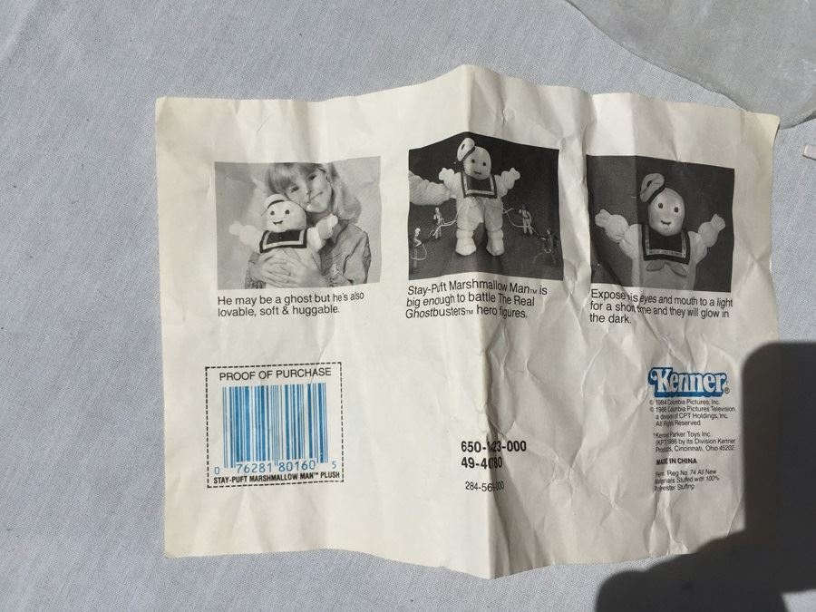 Ghostbusters Stay Puft Marshmallow Man Plush Toy Kenner 1986 [Photo 4]