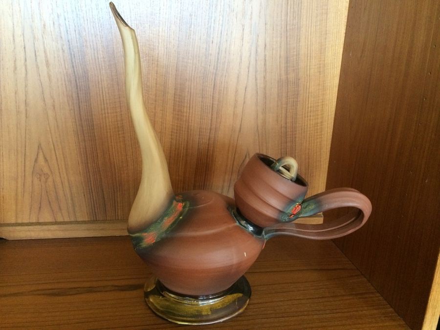 Handmade Signed Clay Teapot